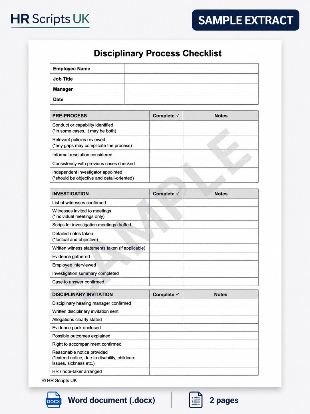 Disciplinary Process End-to-End Checklist